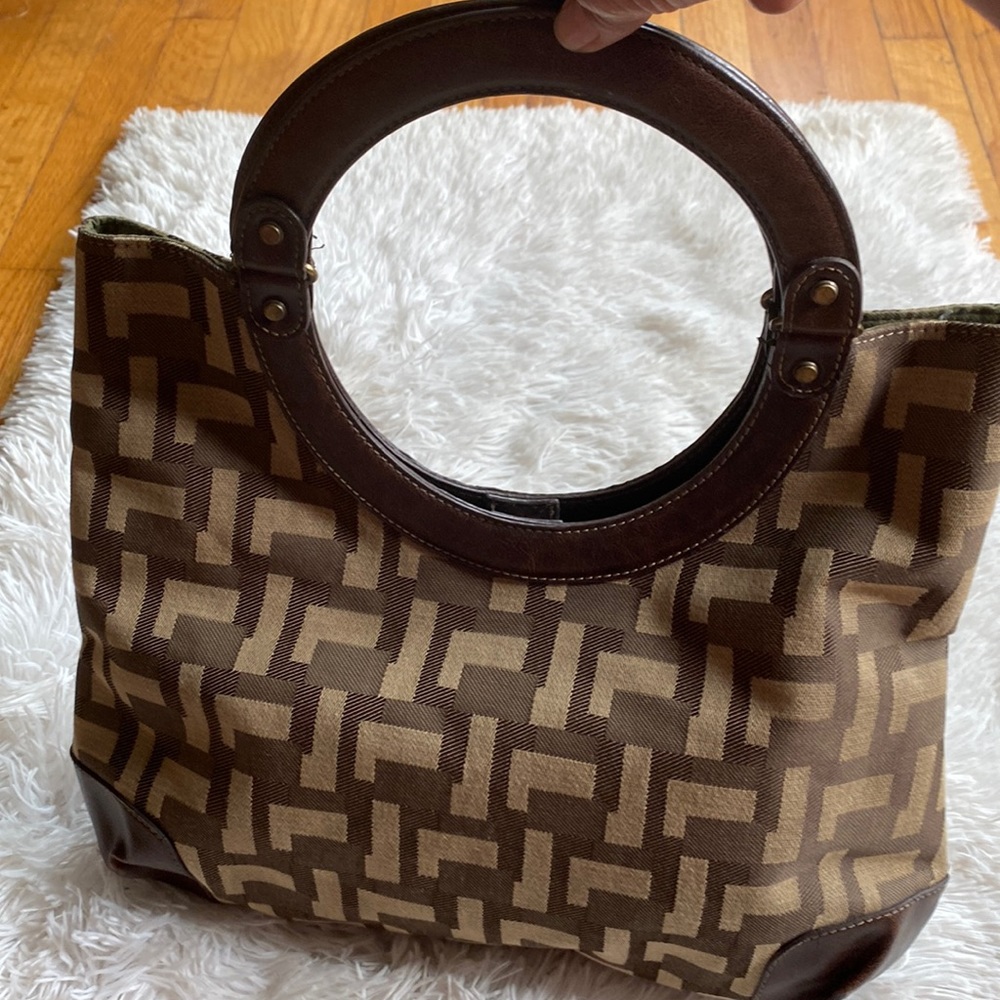 Nine West brown  Canvas tote bag purse